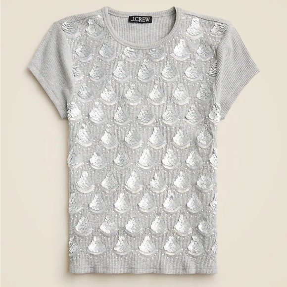 NWT! J.Crew Vintage rib short-sleeve T-shirt with embellishment. Size Large - Picture 1 of 9